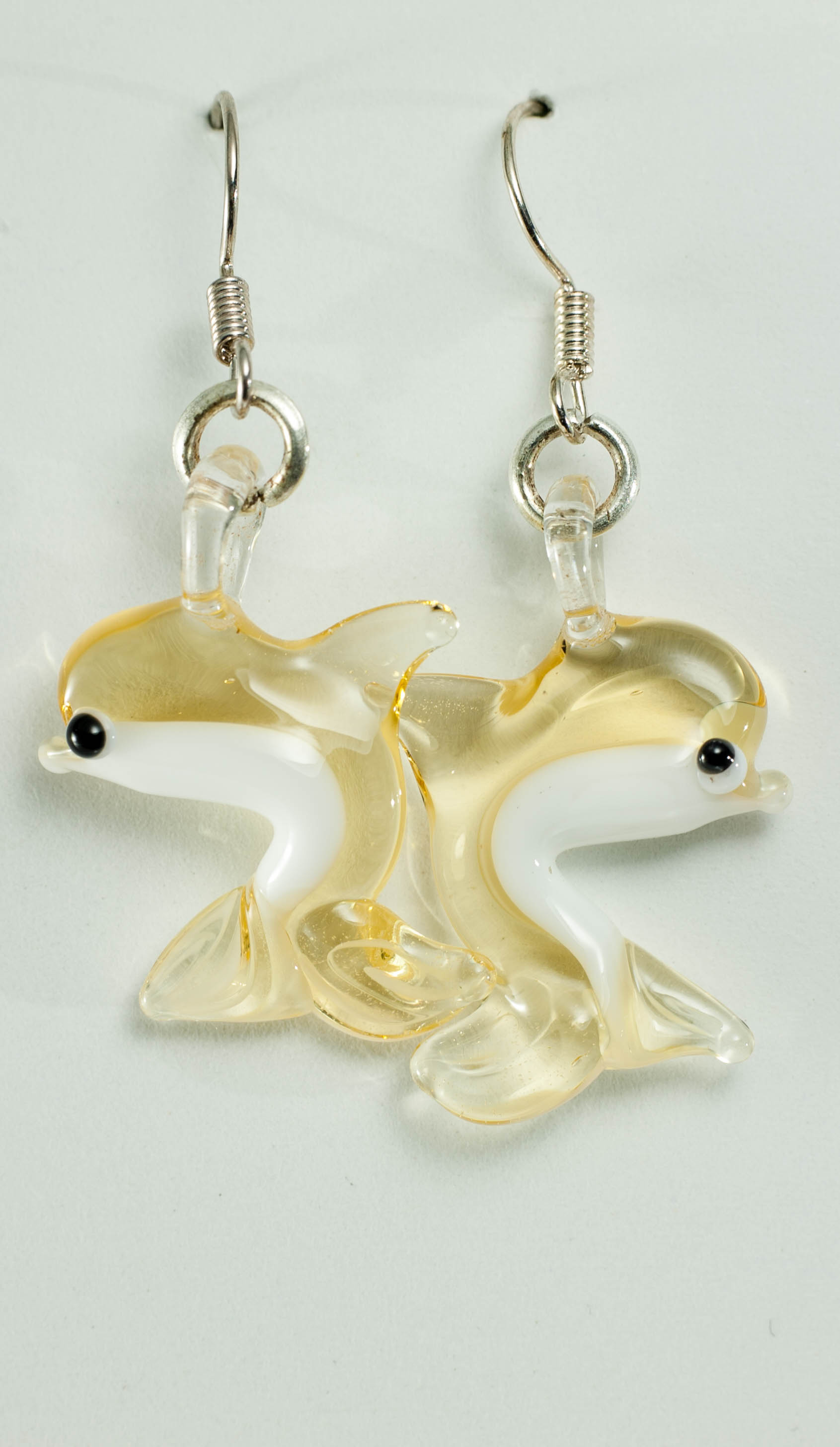 Naušnice Delfini zlatnožuta prozirna